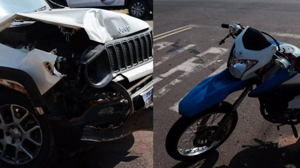 Com filho de 14 anos na garupa, motociclista sem CNH bate em carro e fica em estado grave em MS