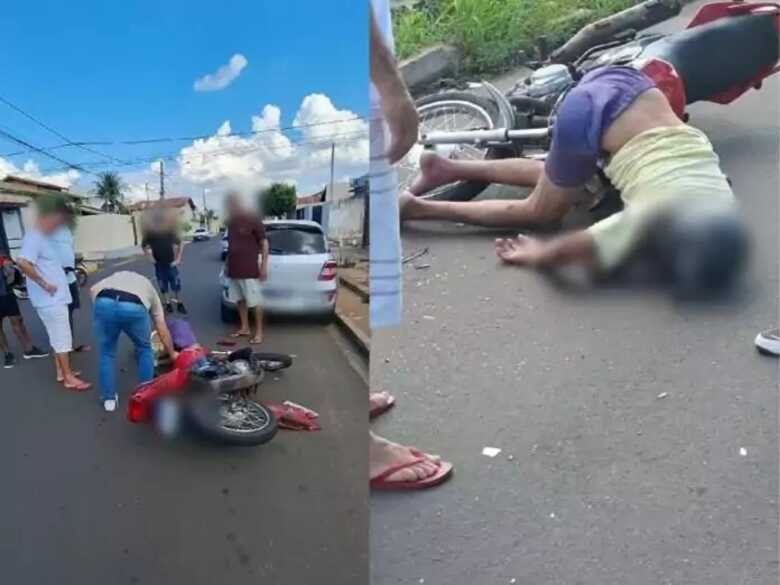 Motociclista é socorrido em estado grave após acidente